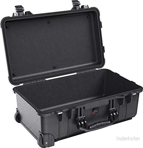 PELI 1510 slitstark skyddsvagn för resor och friluftsliv, IP67 vatten dammtät, 27 liters kapacitet, tillverkad i Tyskland, inget skum, svart 19428038427