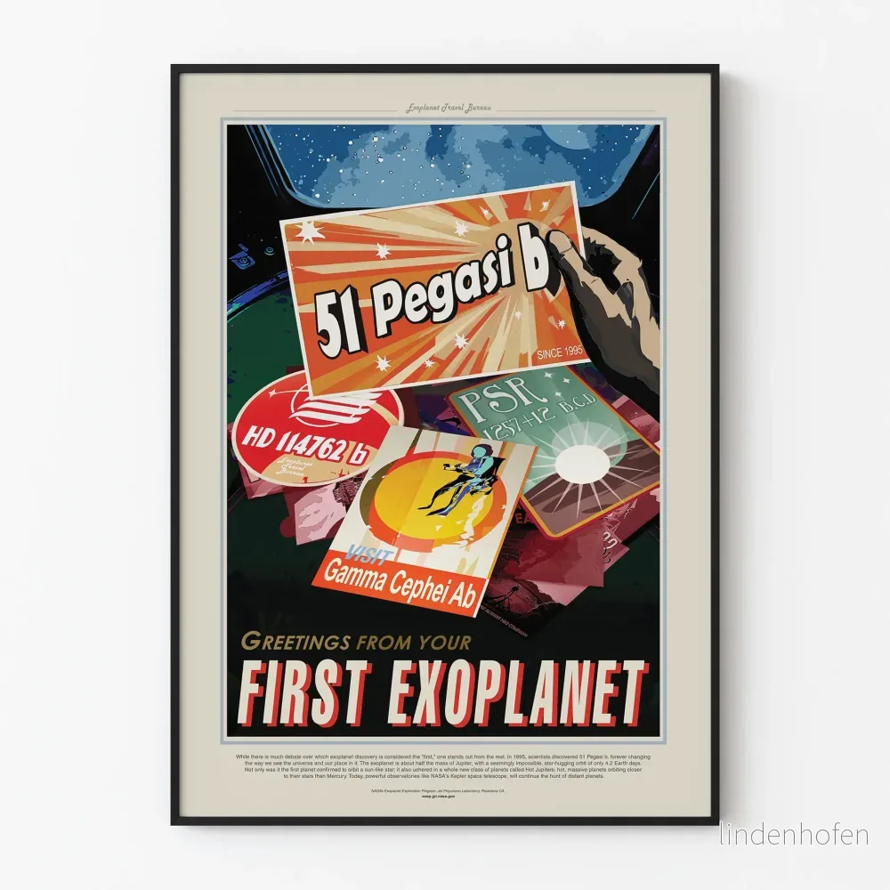 Dekorativ poster av exoplaneten 51 Pegasi b vintage