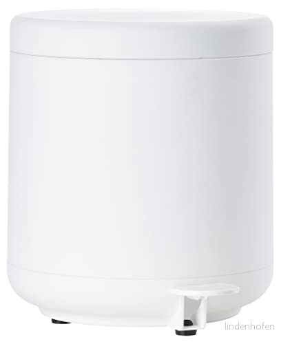 Zone Denmark Ume avfallsbehållare för badrum, kosmetikbehållare, pedalhink med lock löstagbar innerbehållare och mjukstängning, diameter 19,5 cm, höjd 22 4 liter, vit 5708760660414
