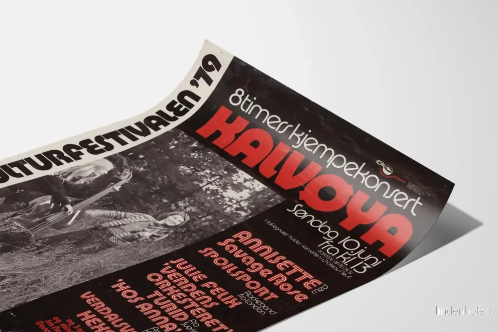 Vintagekonsertposter Kalvøya 1979 - Väggdekoration för kulturfestival med kvinnligt tema - Bild 3