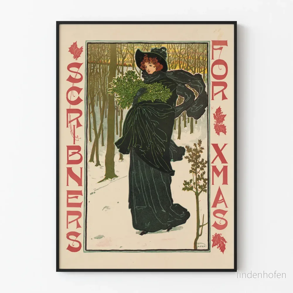 Vintageposter Scribner's För Juldekoration väggdekor retro