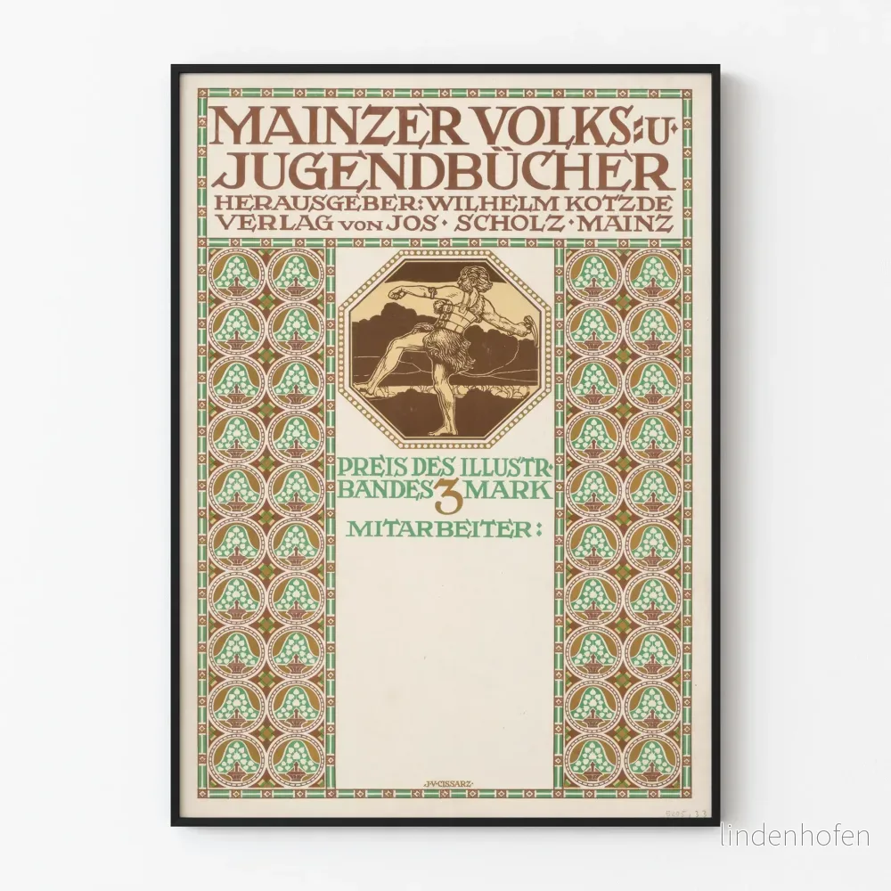 Vintageposter Mainzer Volks-und Jugendbücher - Retro tavelväggsdekoration på tyska