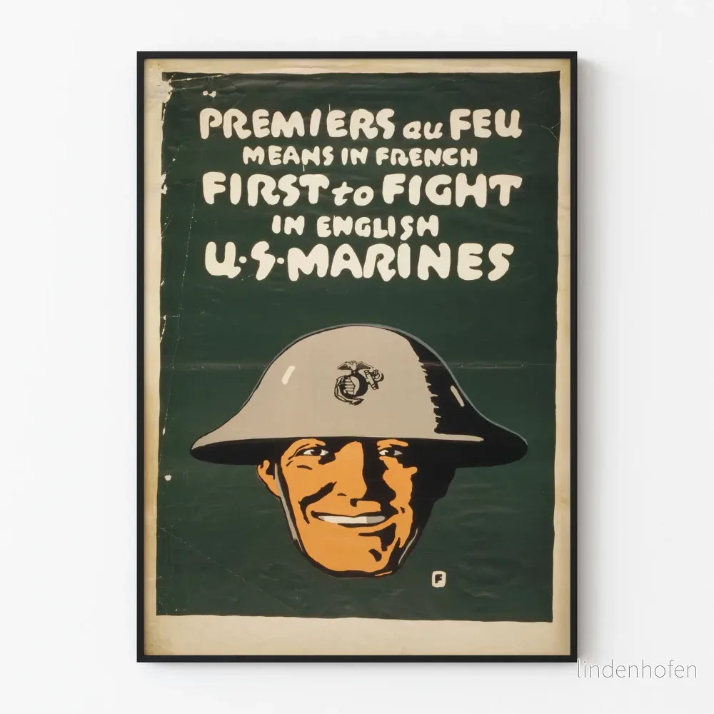 Militär poster US Marines Första skottet – Vintage väggdekoration