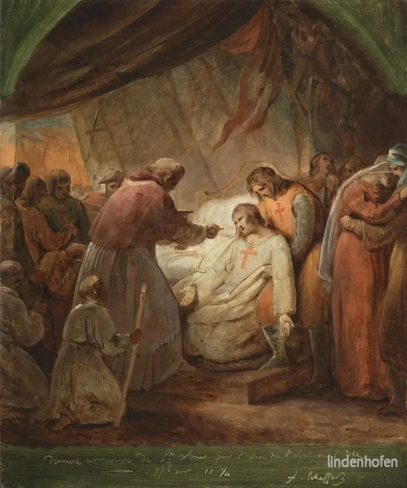 Målning La dernière communion de saint Louis - Ary Scheffer | Konsttryck - Bild 2