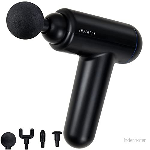 MELISSA Infinity 16770047 massagepistol massageapparat uppladdningsbar 4 tillbehör, svart 5707160021580