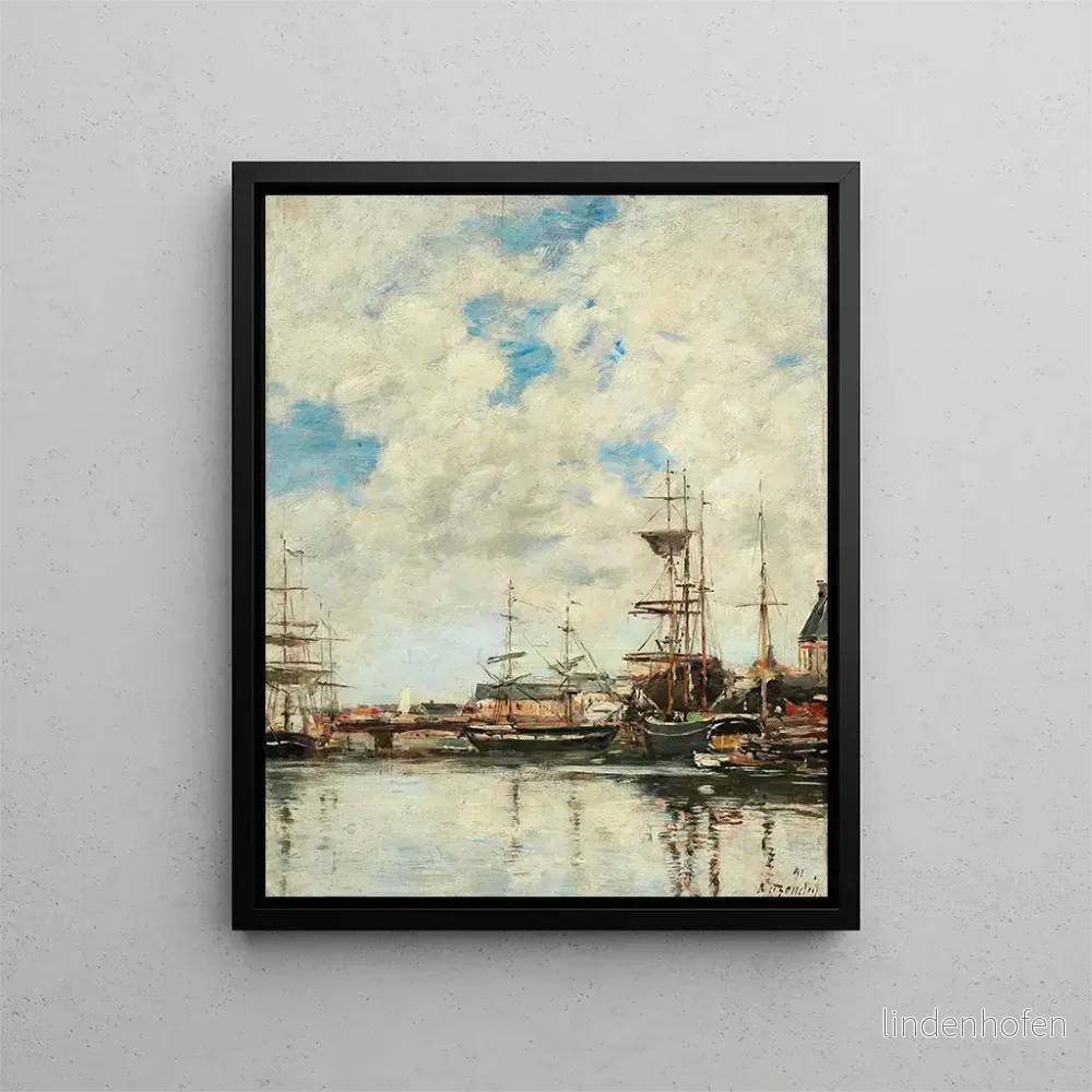 Målning Dunkerque segelbåtar kaj – Eugène Boudin | Konsttryck Målning Dunkerque segelbåtar kaj – Eugène Boudin | Konsttryck