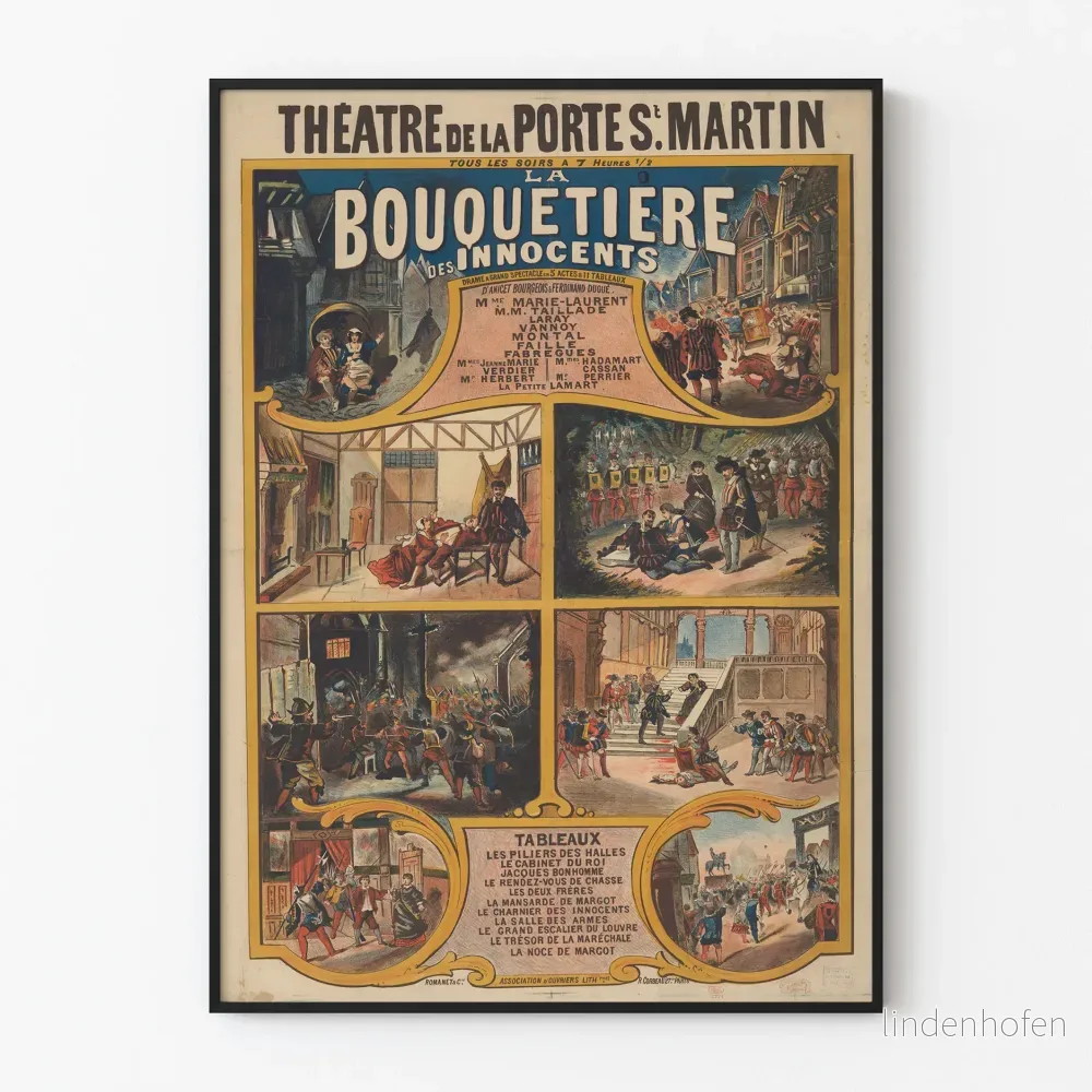 Affisch Teatern La Bouquetiere des Innocents – Teatern vid Porte Saint-Martin Affisch Teatern La Bouquetiere des Innocents – Teatern vid Porte Saint-Martin