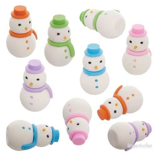 Baker Ross FX752 Suddgummi med snögubbe 10 pack, för att fylla ut julklappspåsar och julstrumpor 5063067006656