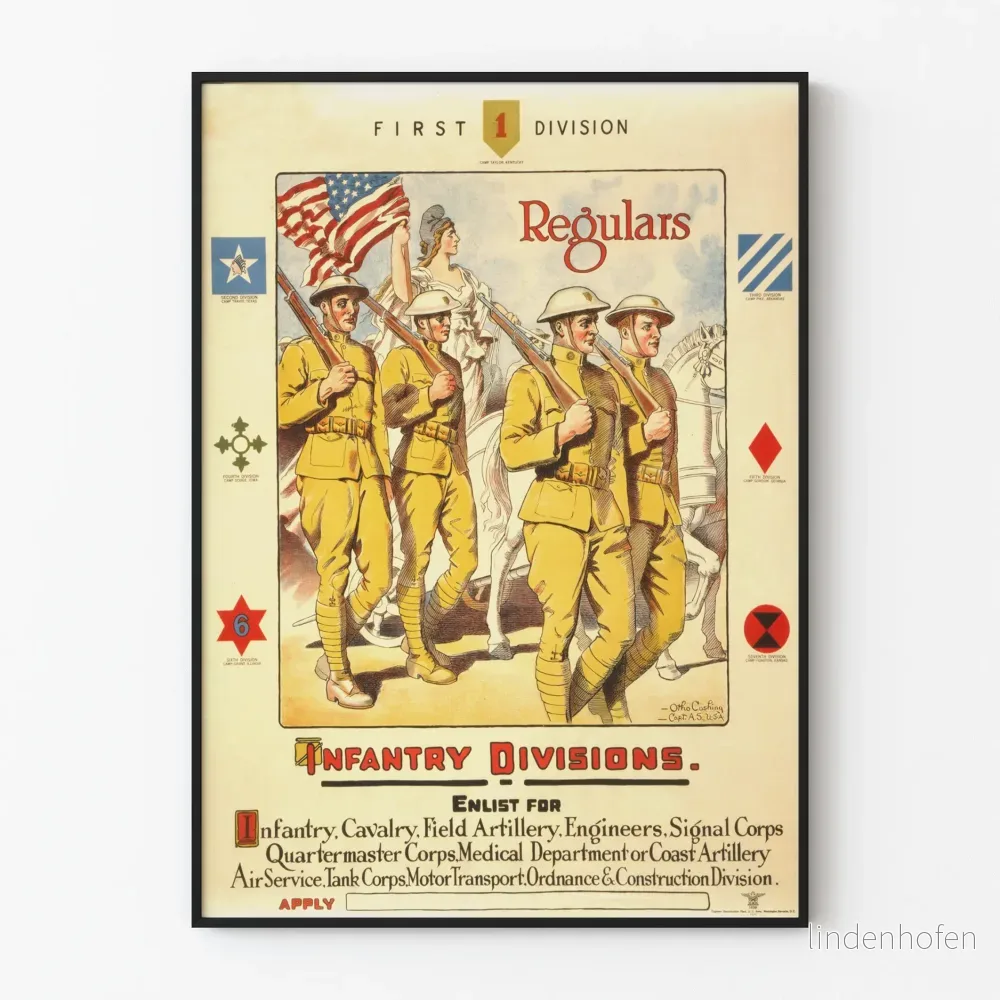 Vintage militär poster för infanteridivisioner för väggdekoration