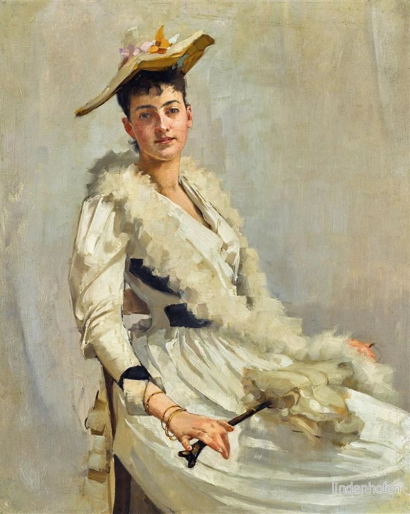 Målning av porträtt av Mademoiselle B. - Alexander Mann | Konsttryck - Bild 2