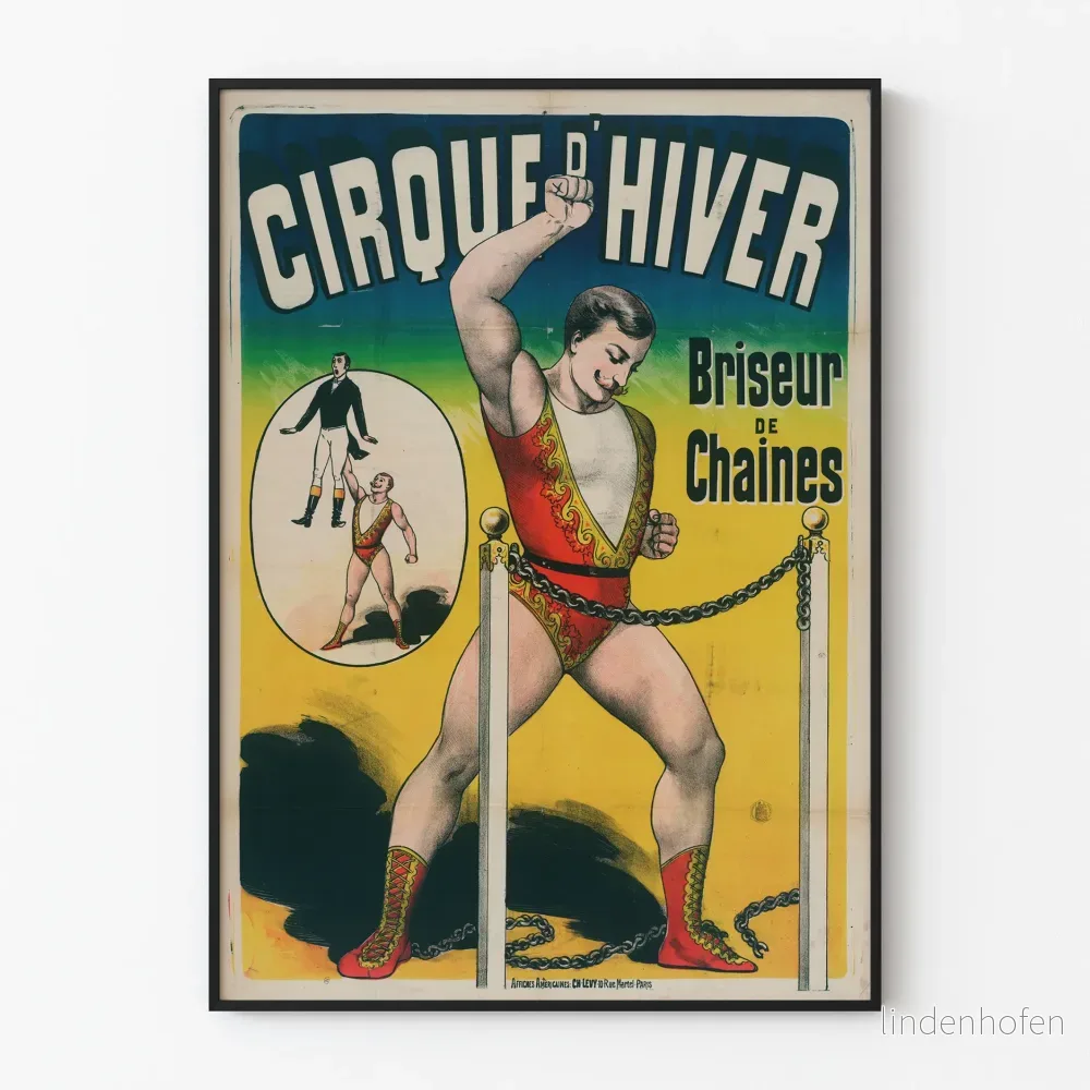 Vintageaffisch för Cirque d'Hiver Briseur de Chaînes