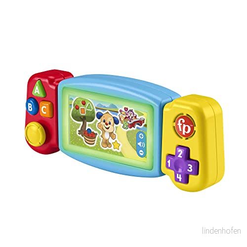 Fisher Price Skratt och Awakening My Tourni Learning Consol, interaktiv leksak, dummy bärbar spelkonsol, version: engelska, Storbritannien; italienska; portugisiska; spanska, kastilianska, HNL52 194735144006
