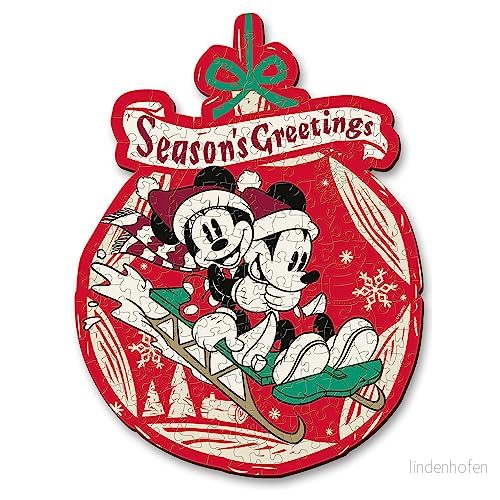 Trefl Figurskuret Träpussel: Disney, Musse och Mimmis Juläventyr 160 Bitar, Wood Craft, Oregelbundna pusselbitar, 10 Figurer, Trendigt Pussel Premium, för Vuxna Barn från 9 År 5900511201925