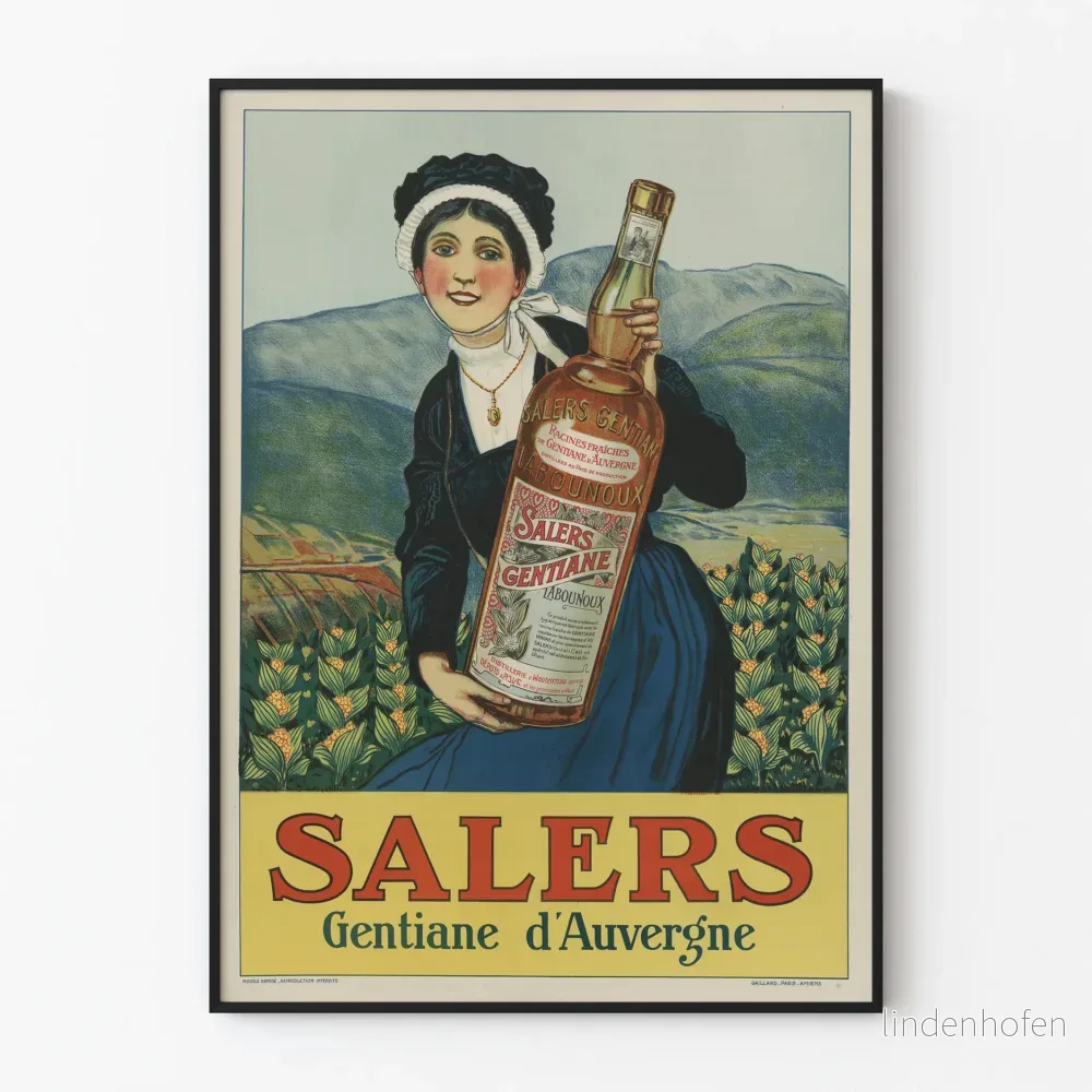 Vintageposter Salers Gentiana från Auvergne för väggdekoration
