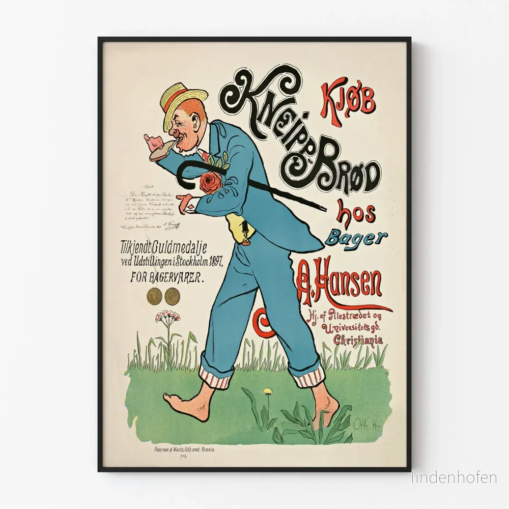 Vintageposter Kneipp Brød de la Boulangerie A. Hansen