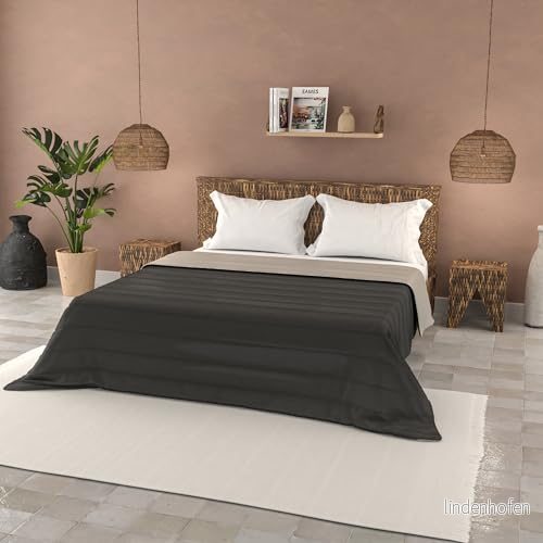 Enfärgad BASIC sommartäcke, Mörkgrå/Ljusgrå, 250x240cm 8058575149091