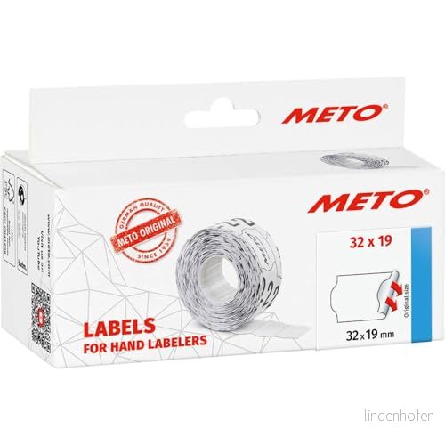 Meto etiketter för handetiketter (32x19 mm, 2 rader, 5 000 stycken, vit, avtagbar, METO, Contact, Sato, Avery, Tovel, Samark etc.) 4059732203926