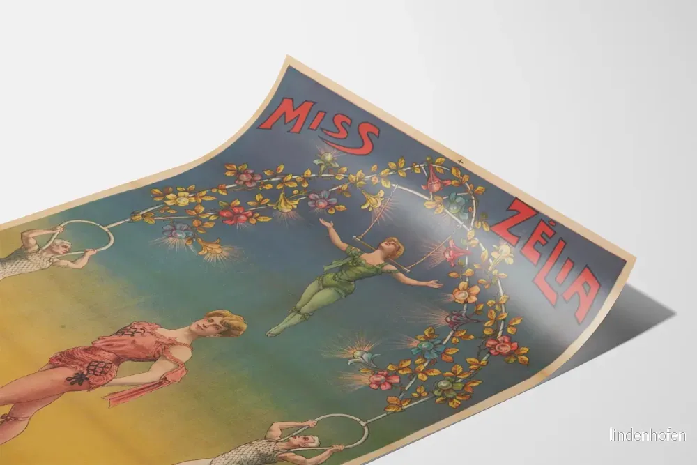 Vintageposter Miss Zélia - Konstnärlig cirkustapet för väggdekoration - Bild 3