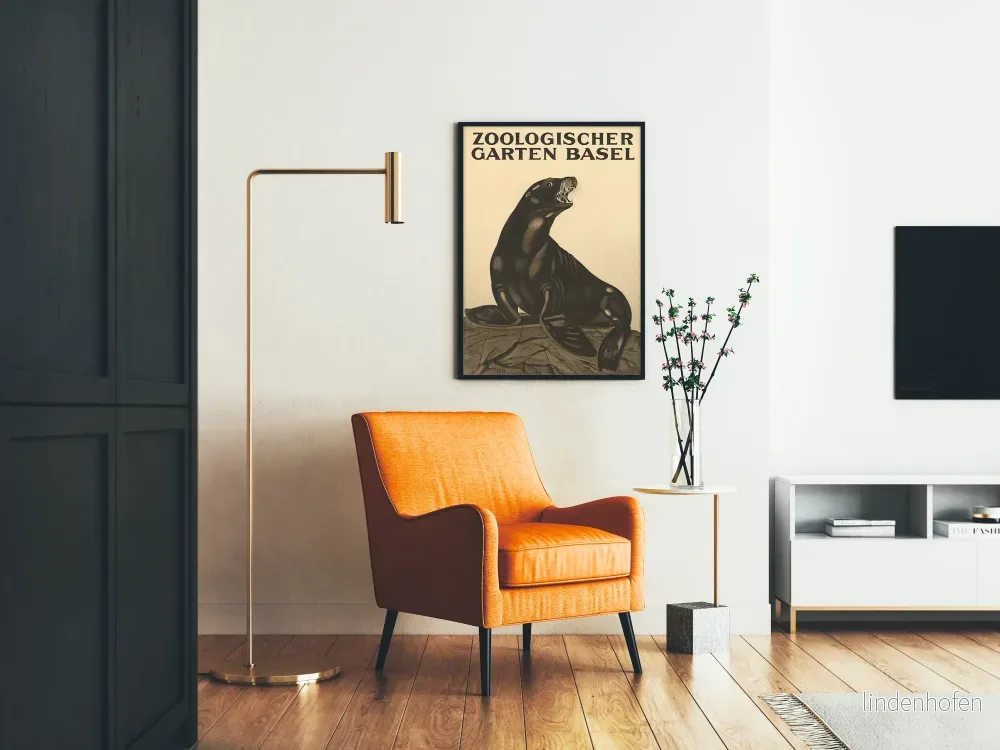 Vintageposter från zoologiska trädgården i Basel - sjölejon - Bild 2