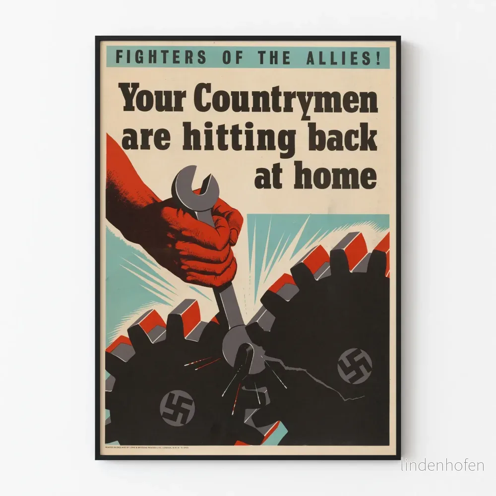 Allierad propagandaposter – Motstånd och industriell sabotage Allierad propagandaposter – Motstånd och industriell sabotage