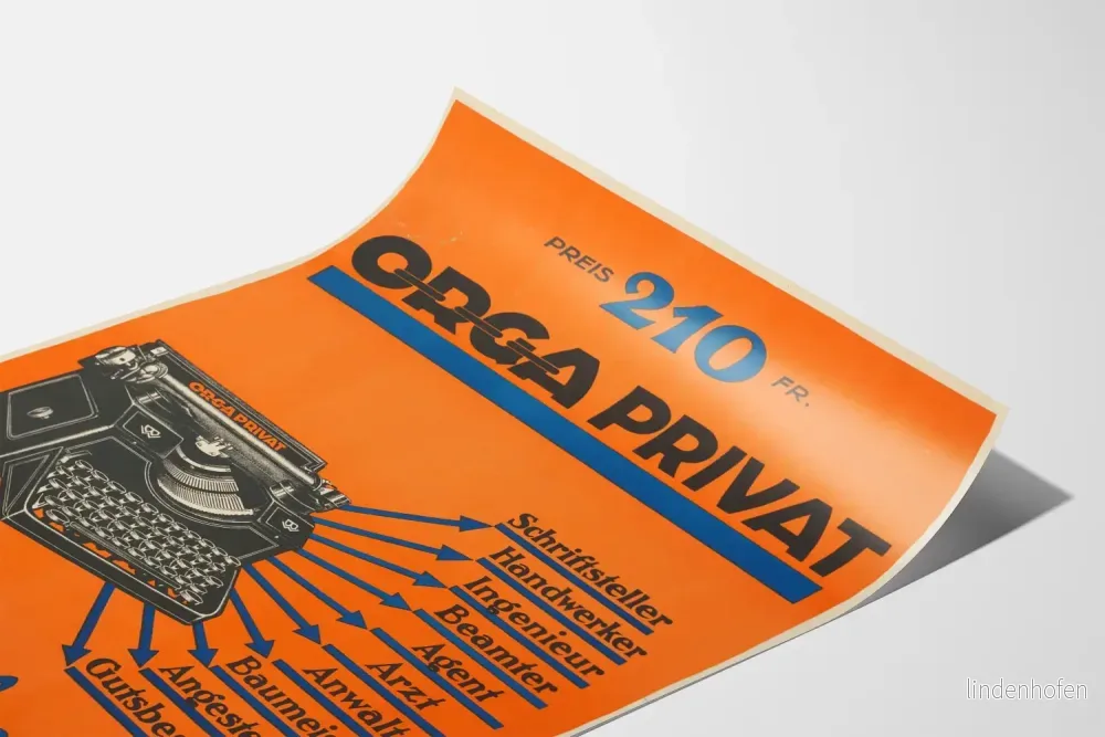 Vintage affisch med skrivmaskinen Orga Privat väggdekoration - Bild 3