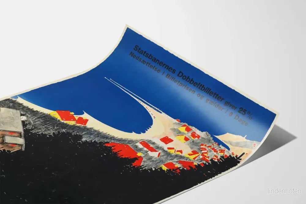 Vintage dekorativ poster av Gilleleje, kustutsikt i klara färger - Bild 3