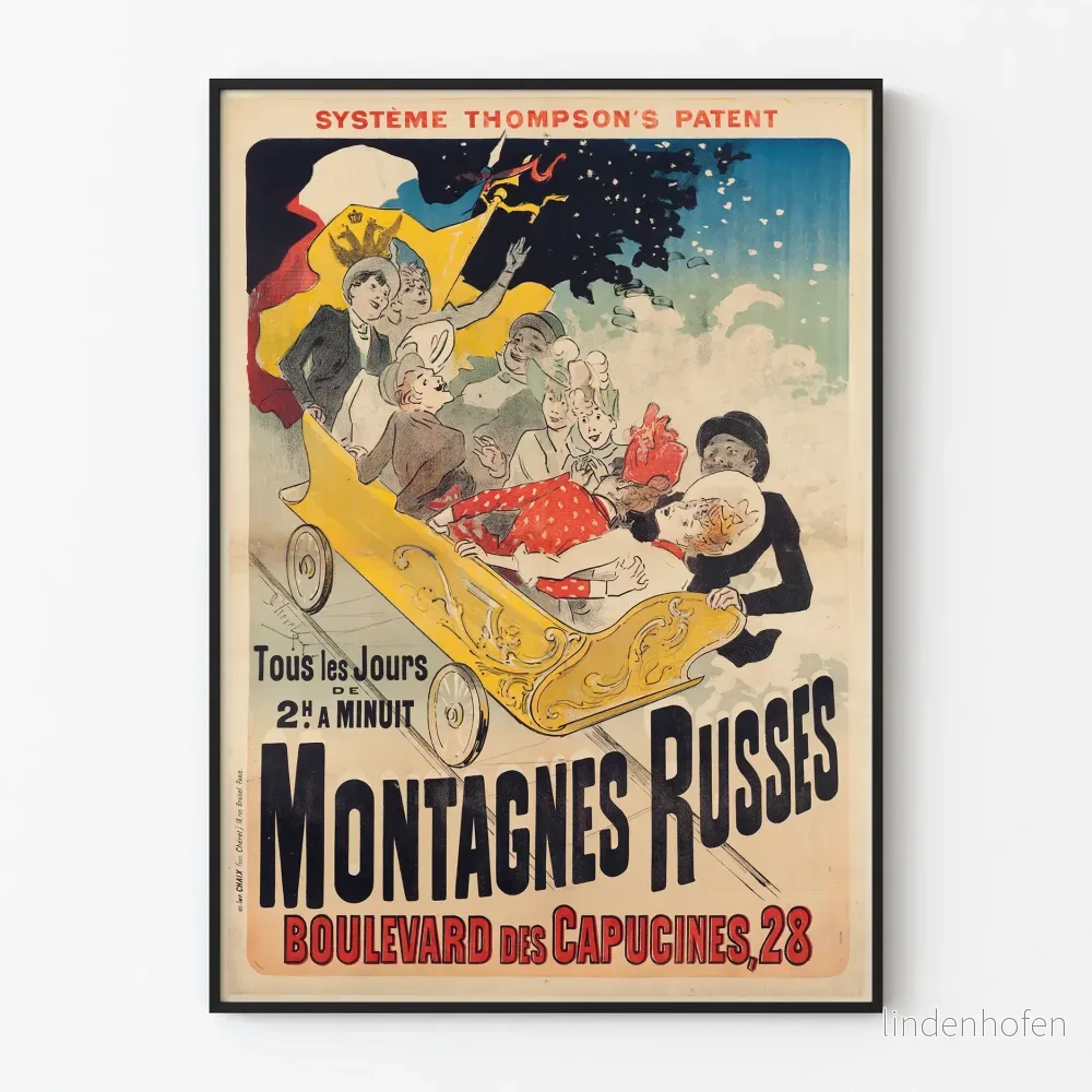 Vintageposter med berg- och dalbana på Boulevard des Capucines