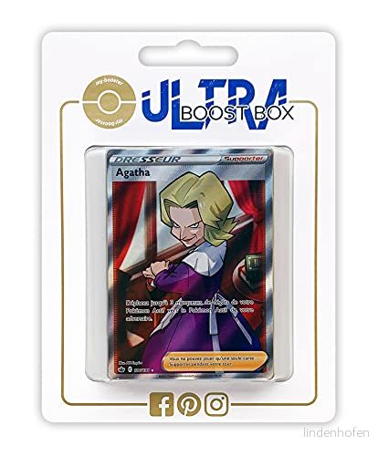 Agatha 186/198 Full Art tränare ultraboost X svärd och sköld 6 Ice Rike set med 10 franska Pokémon kort 3701425290515