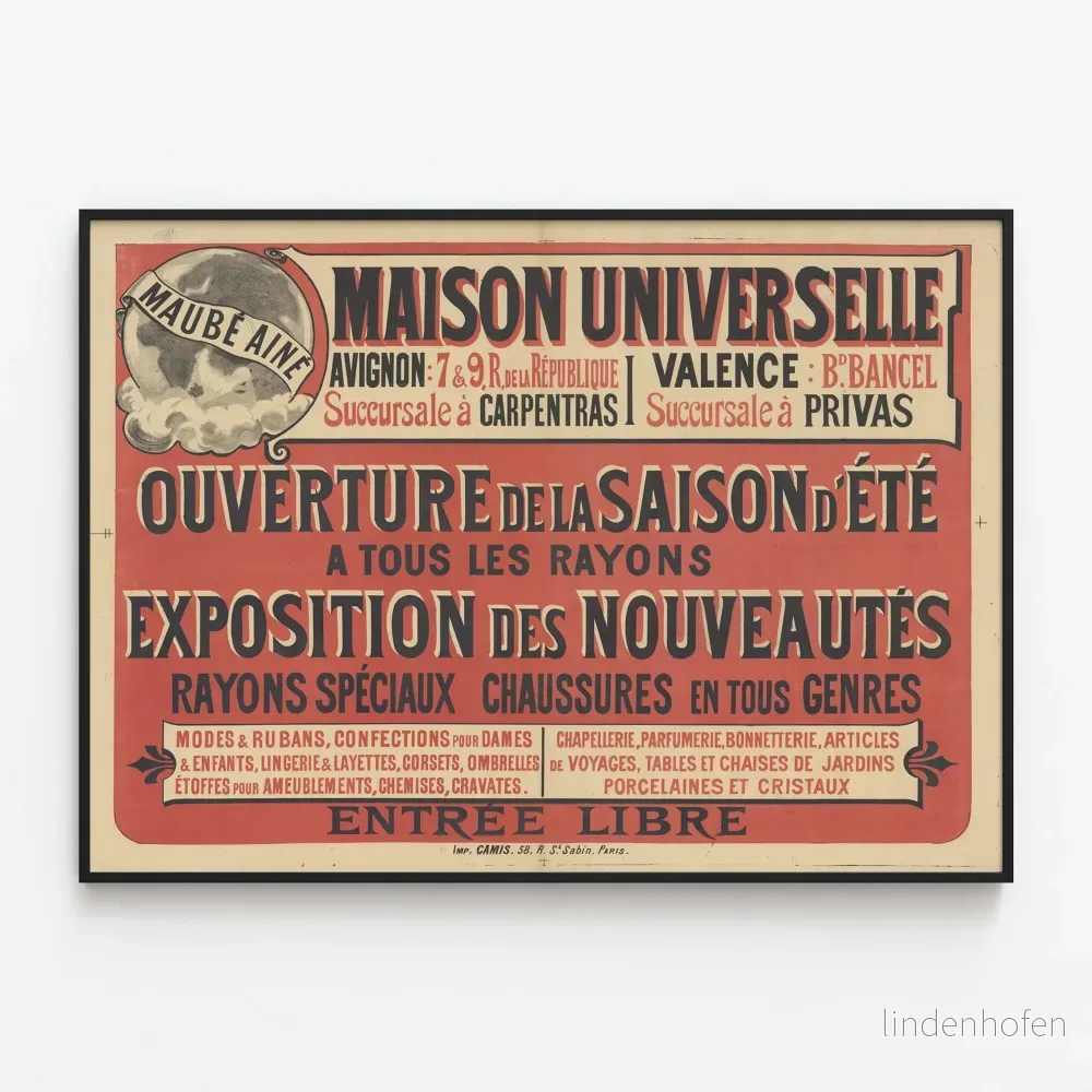 Vintageaffisch Maison Universelle Maube Aîné - Retro väggdekoration