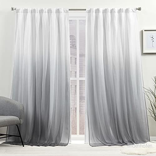 Exklusivt hem Crescendo fodrad rum mörkläggning dold flik topp gardin panel par, 132 cm x 243 cm, grå, set med 2 64247048515