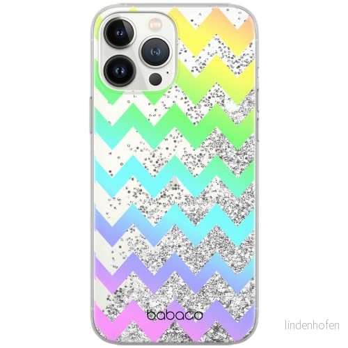 ERT GROUP mobiltelefonfodral för Apple Iphone 13 PRO MAX originalt och officiellt licensierat Babaco mönster Zigzag 001 Vit optimalt anpassad till formen på mobiltelefonen, med glitter overflow effekt 5904805763281