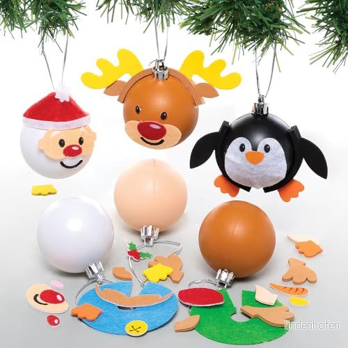Baker Ross Julkaraktär julgranskulor kit paket med 6, gör din egen julgranskula dekoration, juldekoration hantverkskit (FC176) 5051174125742