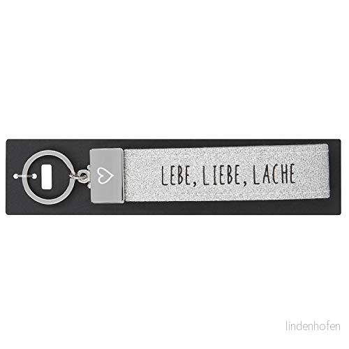 Djup 004298 038 slang nyckelhängare av filt, med graverad metallfinish och kulturellt tryck, levande, kärlek, lache, silver, ca 18,7 x 4,4 1 cm 4010070335632