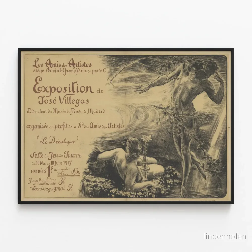 Vintageposter för utställning José Villegas på Prado-museet