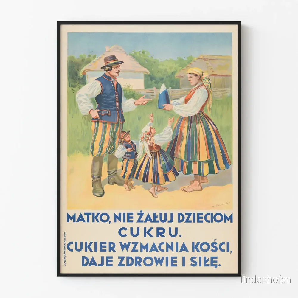 Vintageposter Polen Promotion Socker och Hälsa Barn