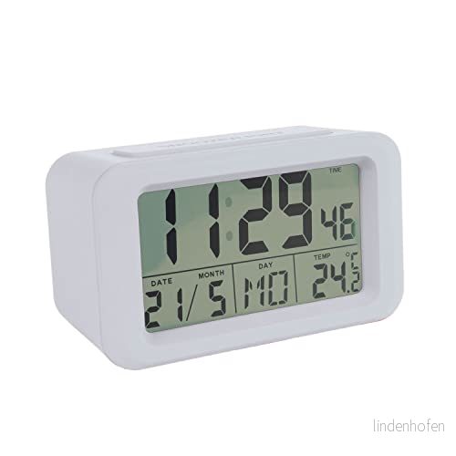Fisura Digital väckarklocka med led. Klocka datum och temperaturindikator. 2 larm. Snooze. AAA batterier.ABS gummi. Mått:12x5,5x7cm (Vit) 8435436719929