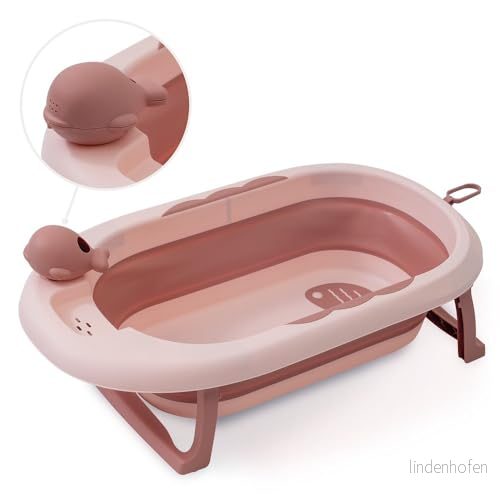 Fällbart babybadkar med temperatursensor i rosa 8435690614152