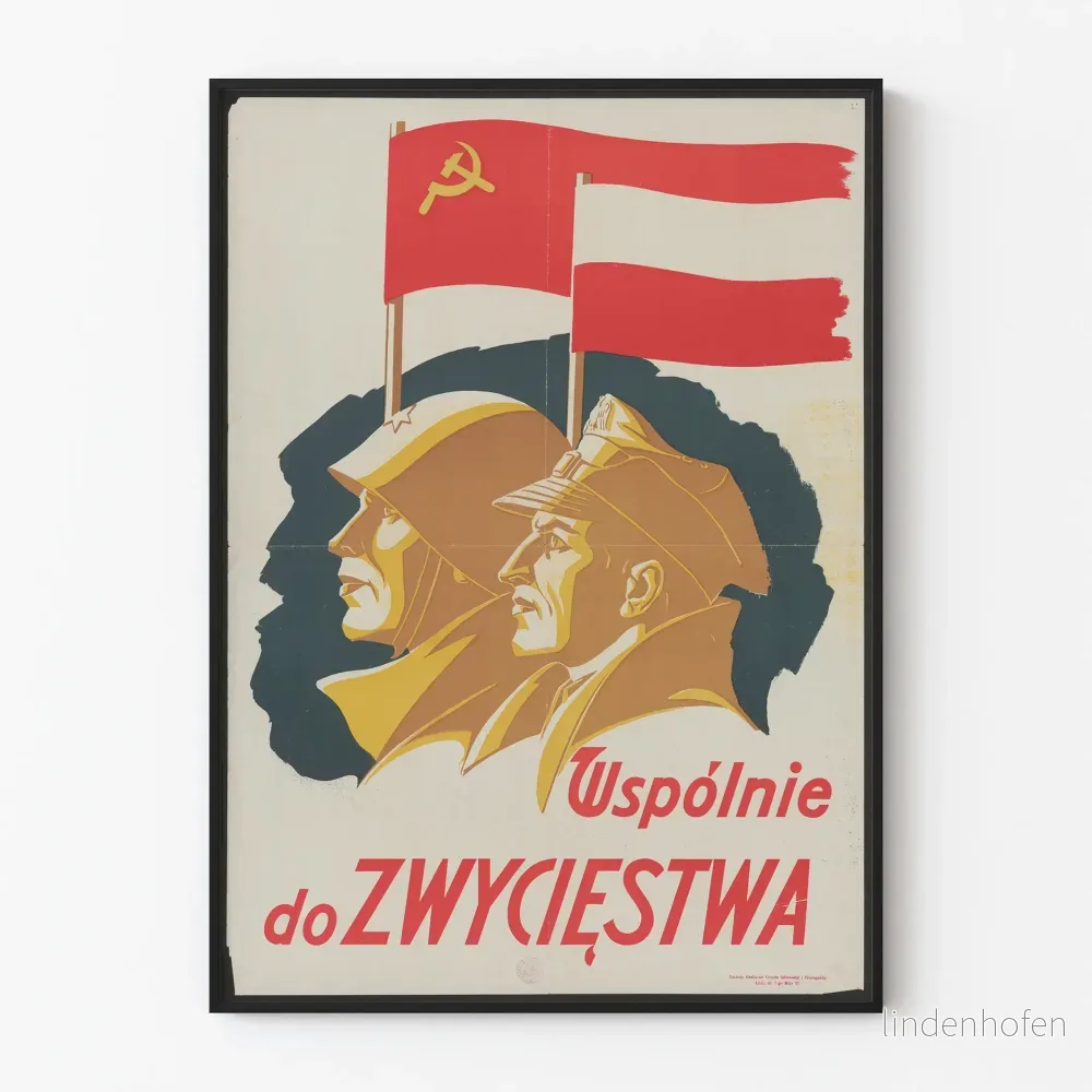 Polsk propagandaposter Uspólnie do zwycięstwa - Vintage väggdekoration