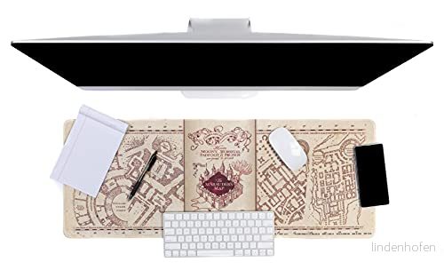 Paladone Harry Potter Marauders Karta Spel Skrivbordsmatta 40 cm x 80 cm, Kontorsskrivbordsunderlägg Laptopmatta för kontor och hem, Beige, En Storlek, PP8826HP 5055964776466