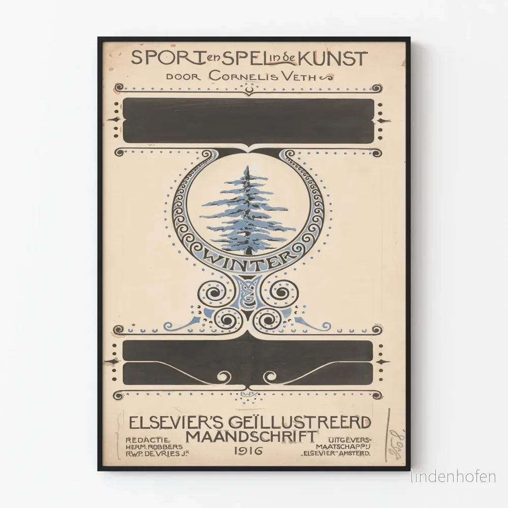 Vintage konstposter Sport och Lek på Vintern av Cornelis Veth