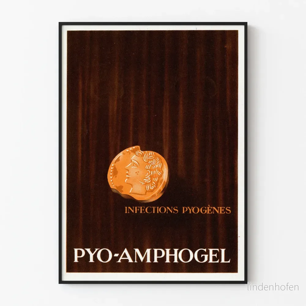 Vintage medicinsk poster PYO-AMPHOGEL Pyogena infektioner