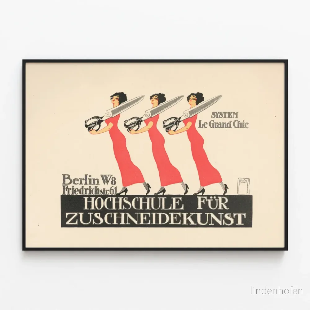 Vintageposter Hochschule für Zuscheidekunst Berlin - Retro väggdekoration