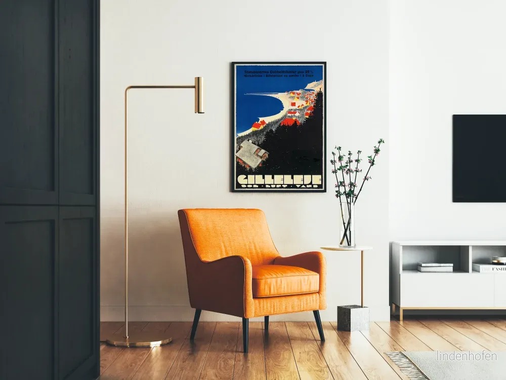 Vintage dekorativ poster av Gilleleje, kustutsikt i klara färger - Bild 2