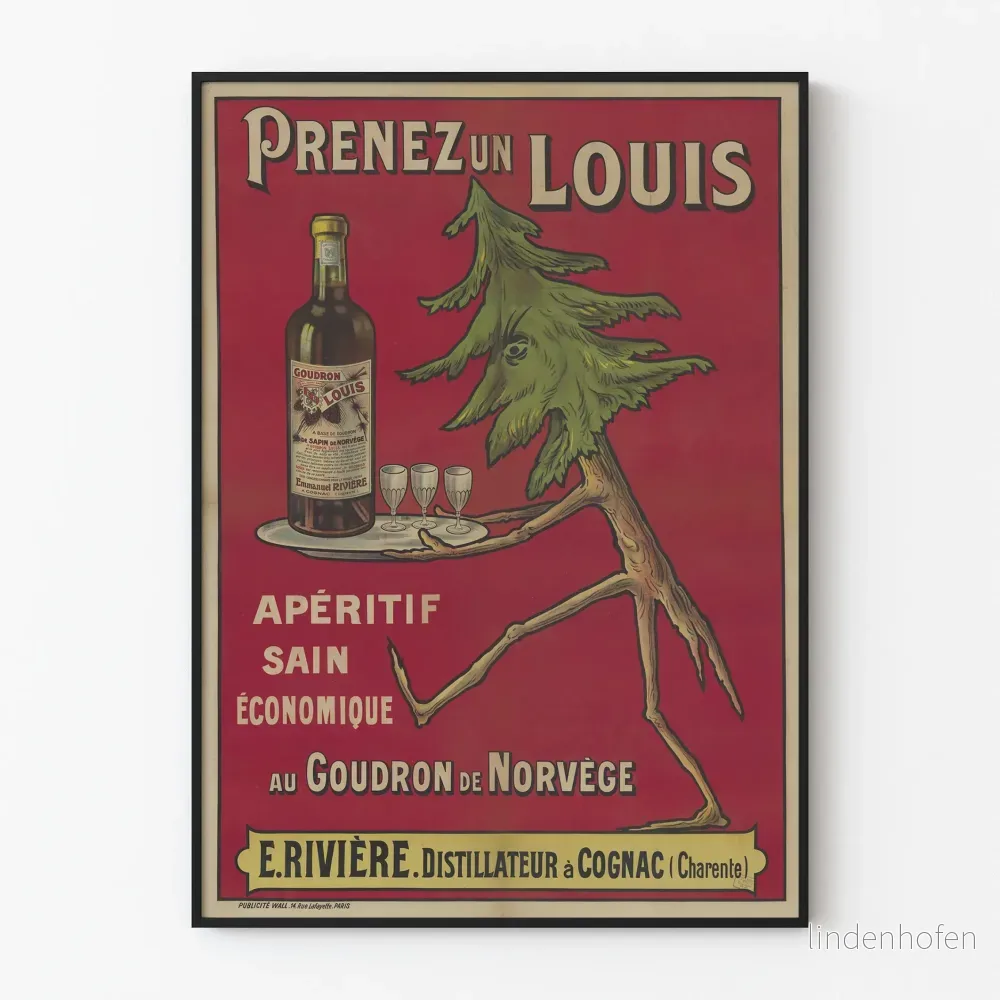 Vintageposter Prenez un Louis - Aperitif med norskt tjärdoft