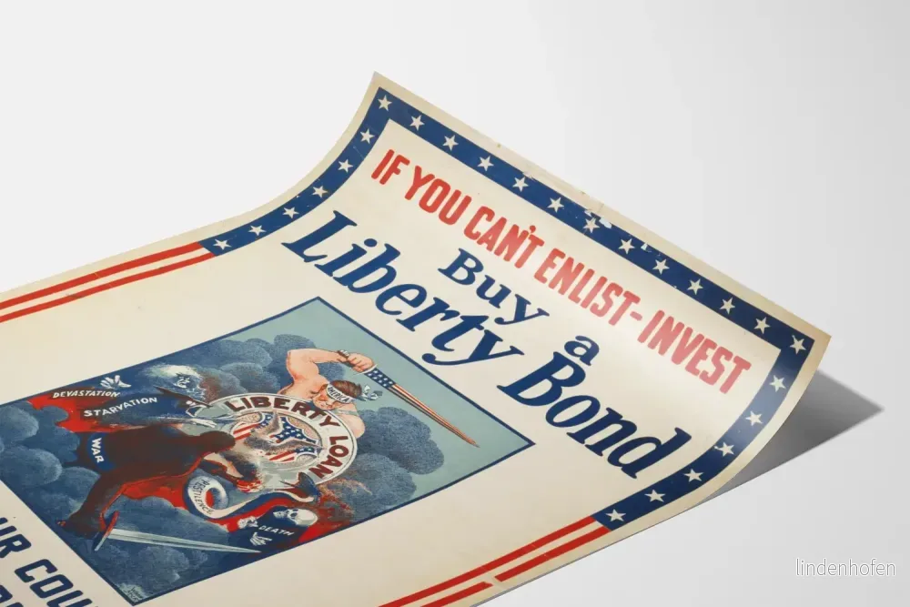 Vintageaffisch Inbjudan att Köpa en Liberty Bond för Försvar av Landet - Bild 3