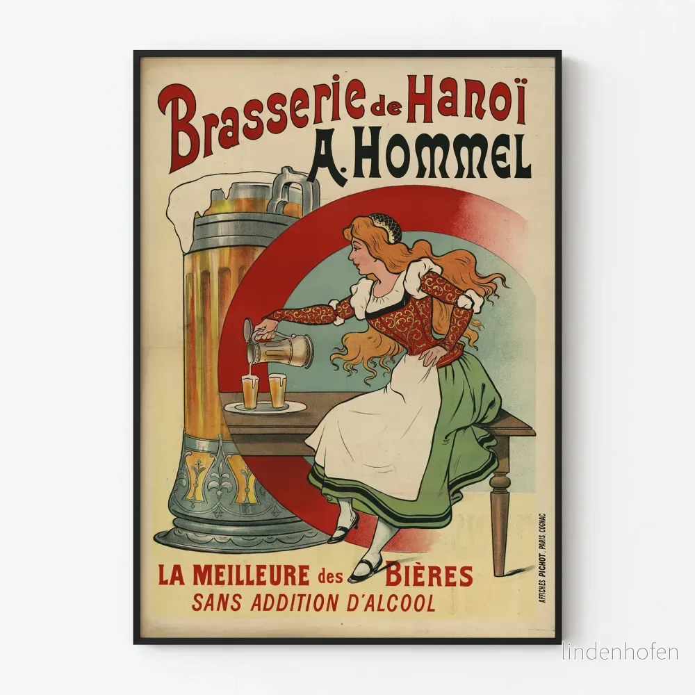 Vintageposter för Hanoi Bryggeri A. Hommel väggdekoration öl