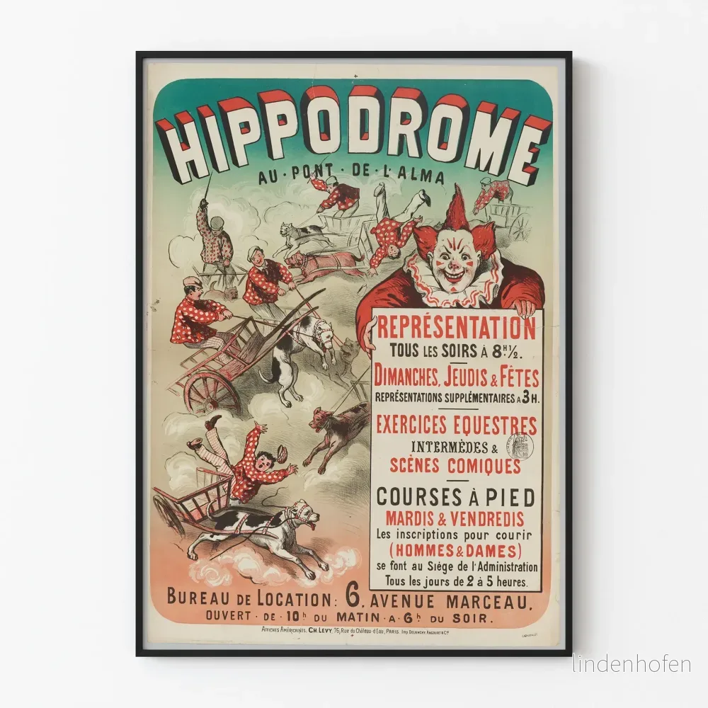Vintageposter Hippodromen vid Pont de l'Alma – Konstnärlig väggdekoration