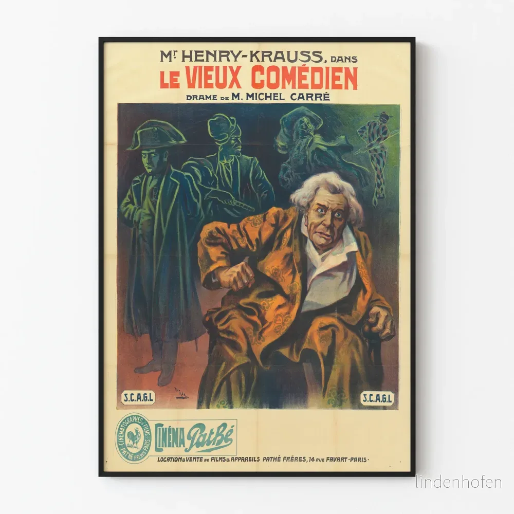 Vintageposter av den gamle skådespelaren - Klassisk filmväggdekoration