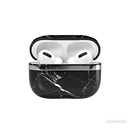 Richmond & Finch Airpods Pro fodral, svart marmor skyddsfodral kompatibel trådlös Bluetooth laddare, vattentät, stötsäker, reptåligt för 7350111351724