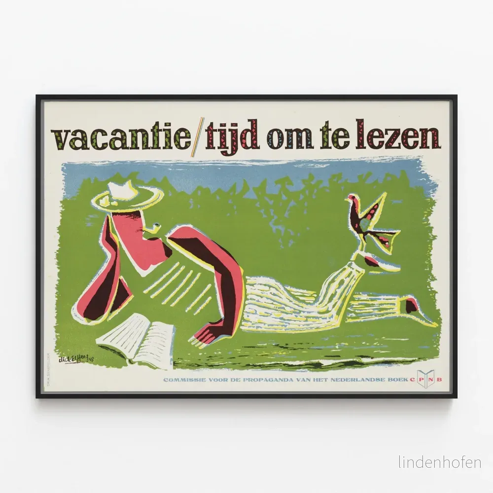 Vintage affisch Vacantie Tijd Om Te Lezen för väggdekoration
